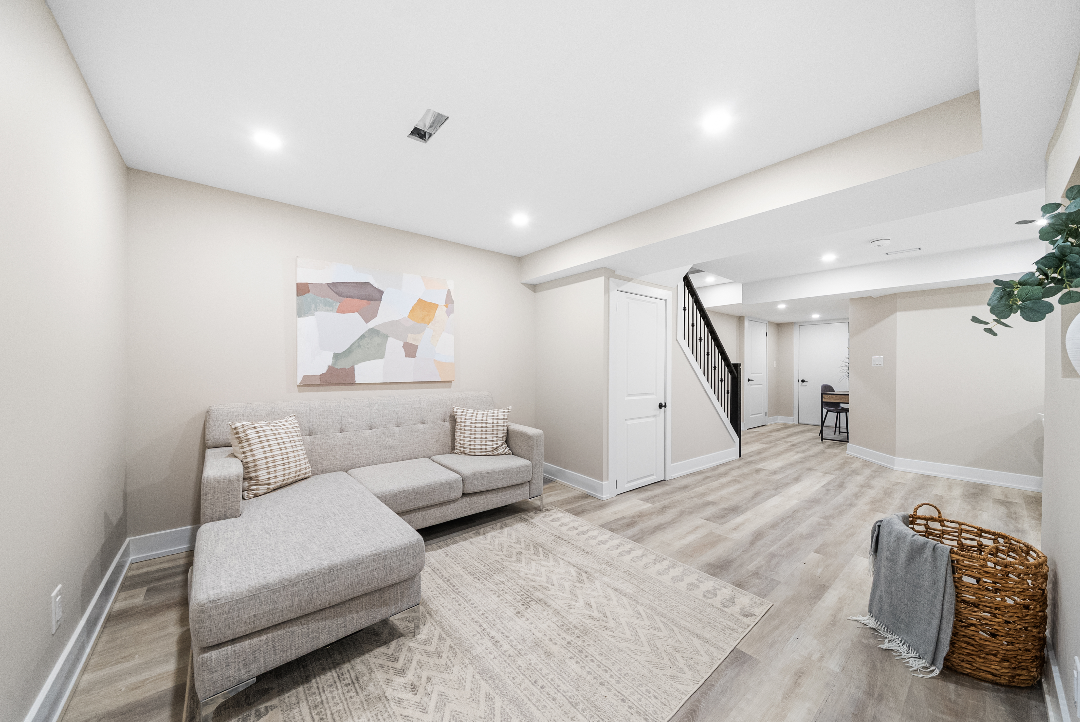 Finished basement living area